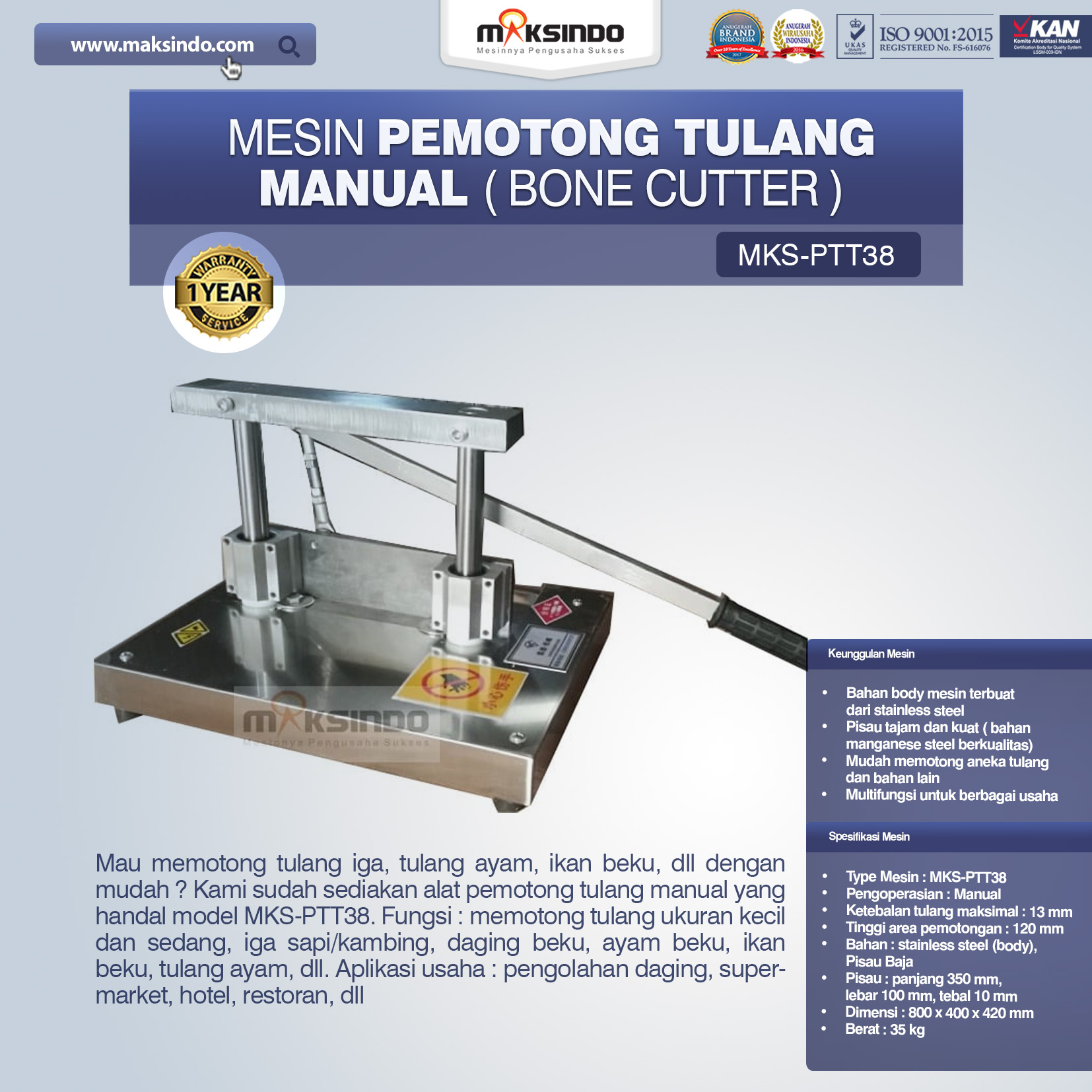 Jual Pemotong Tulang Manual (PTT38) di Blitar