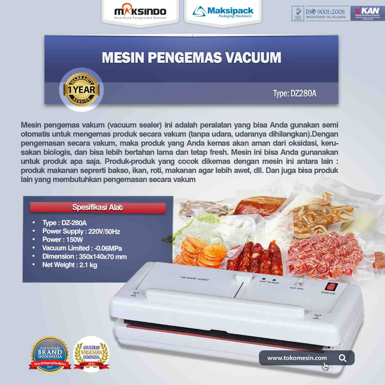 Jual Mesin Vacuum Sealer (DZ-280A) di Blitar
