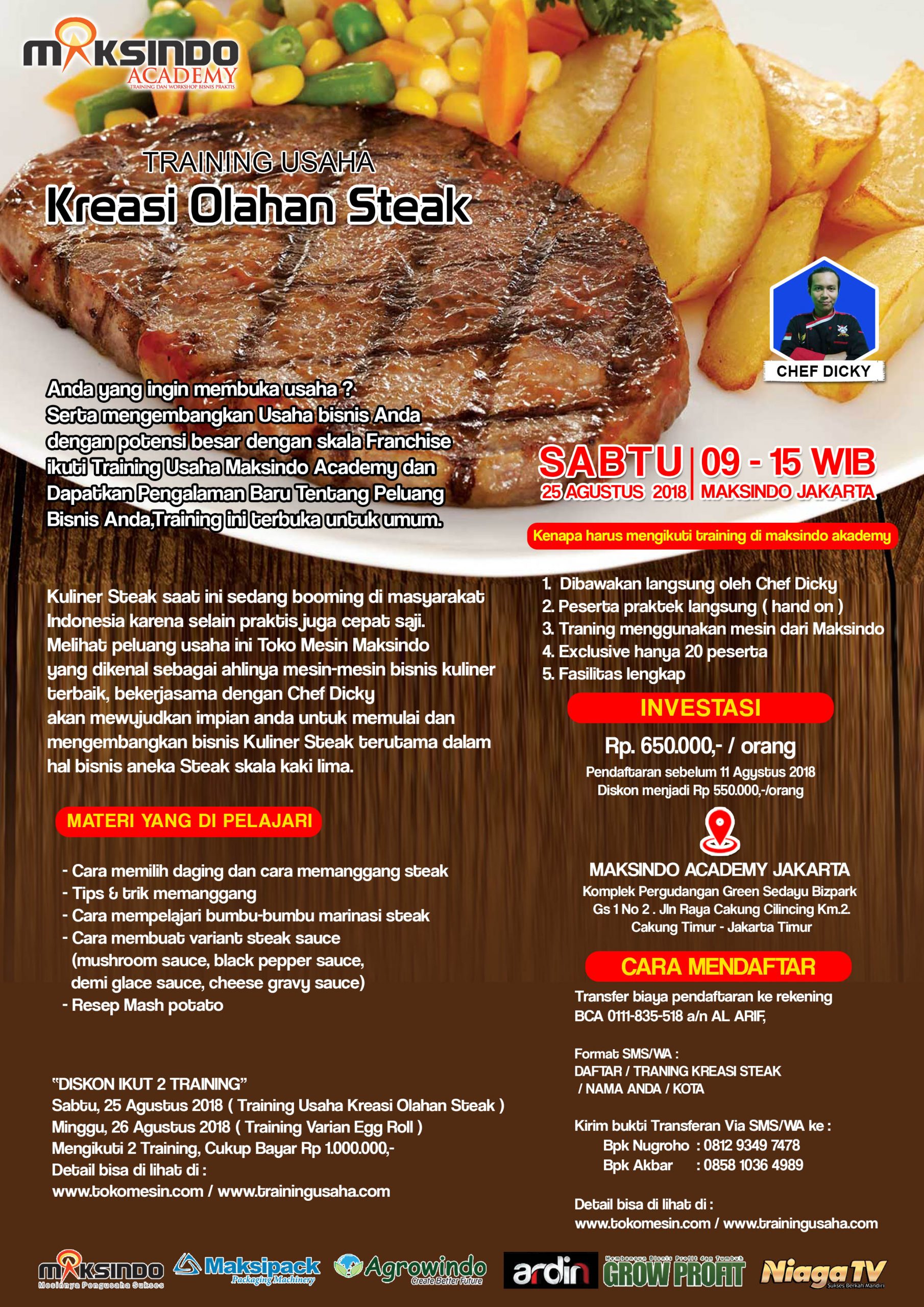 Training Usaha Kreasi Olahan Steak Sabtu, 25 Agustus 2018