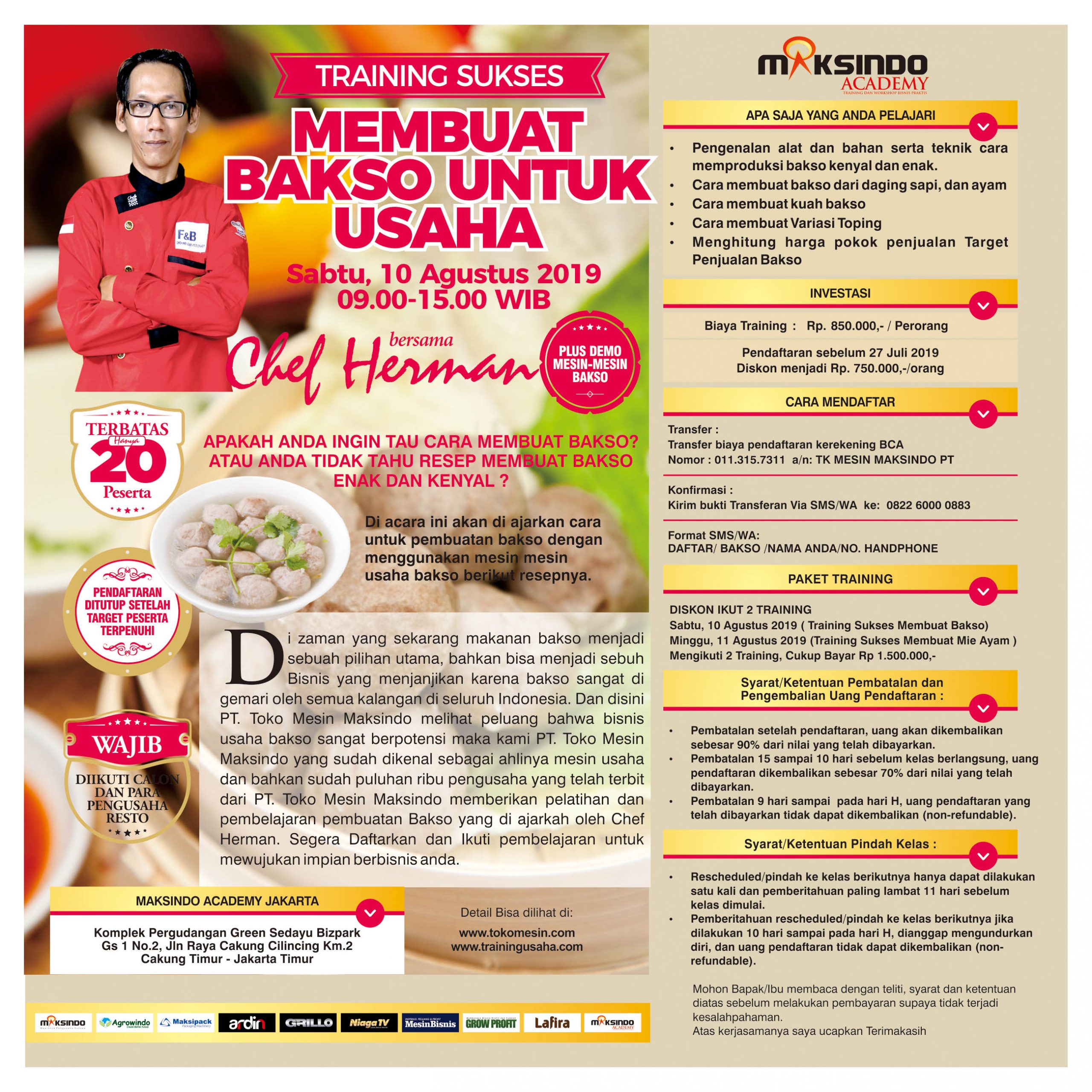 Training Sukses Membuat Bakso Untuk Usaha Sabtu, 10 Agustus 2019