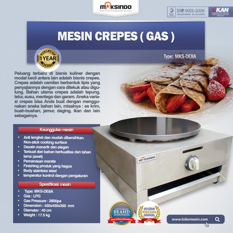 Jual Mesin Crepes (Gas) Harga Hemat di Blitar