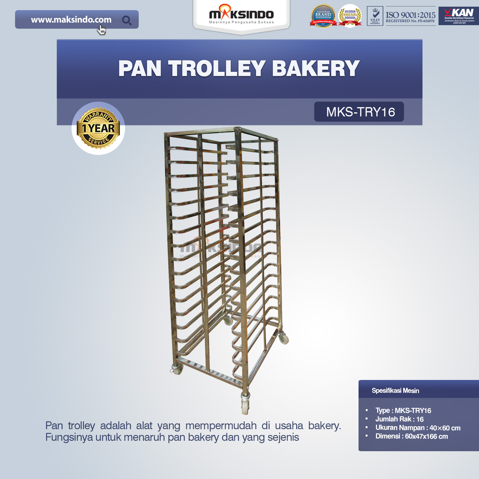 Jual Pan Trolley Bakery (MKS-TRY16) di Blitar