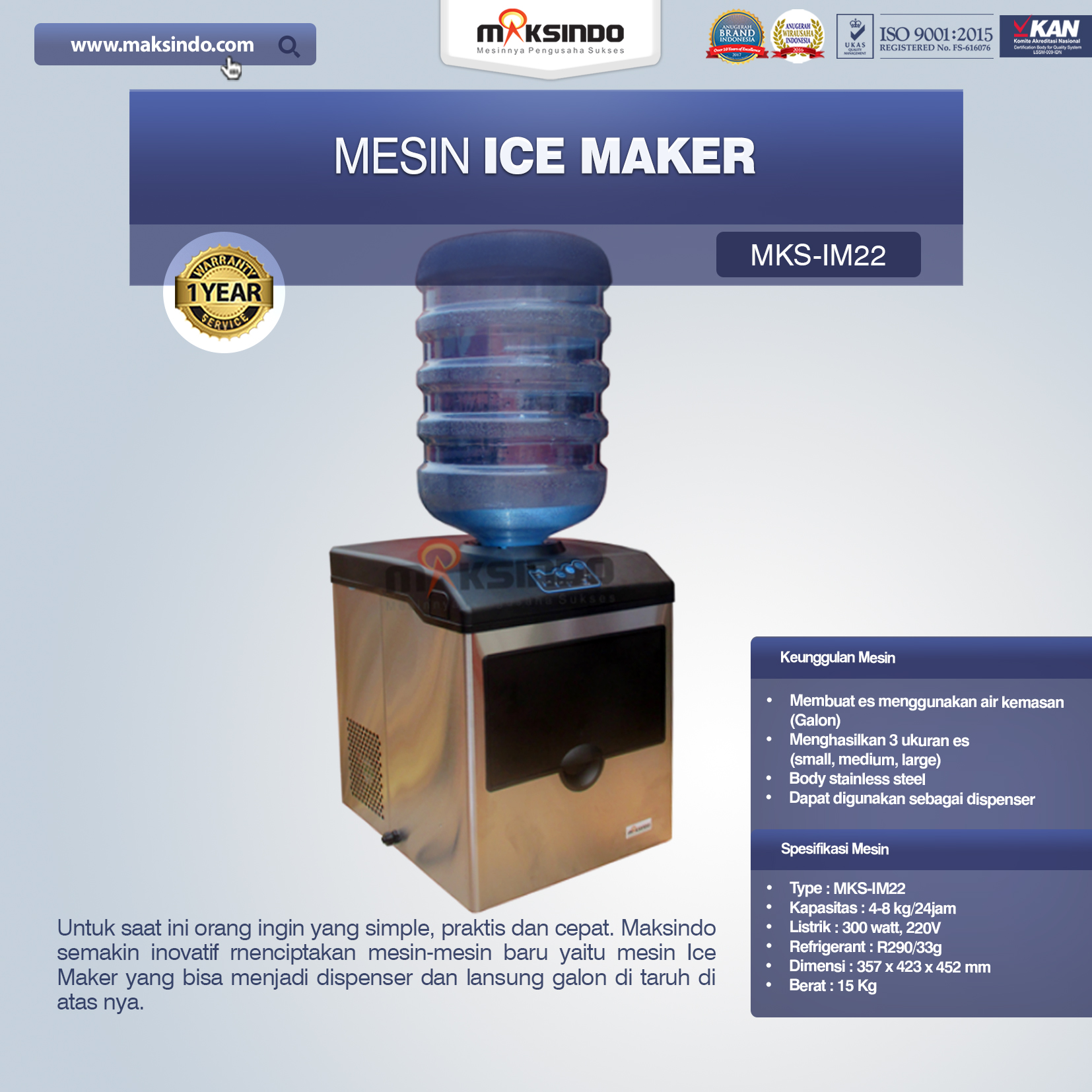 Jual Mesin Ice Maker MKS-IM22 di Blitar