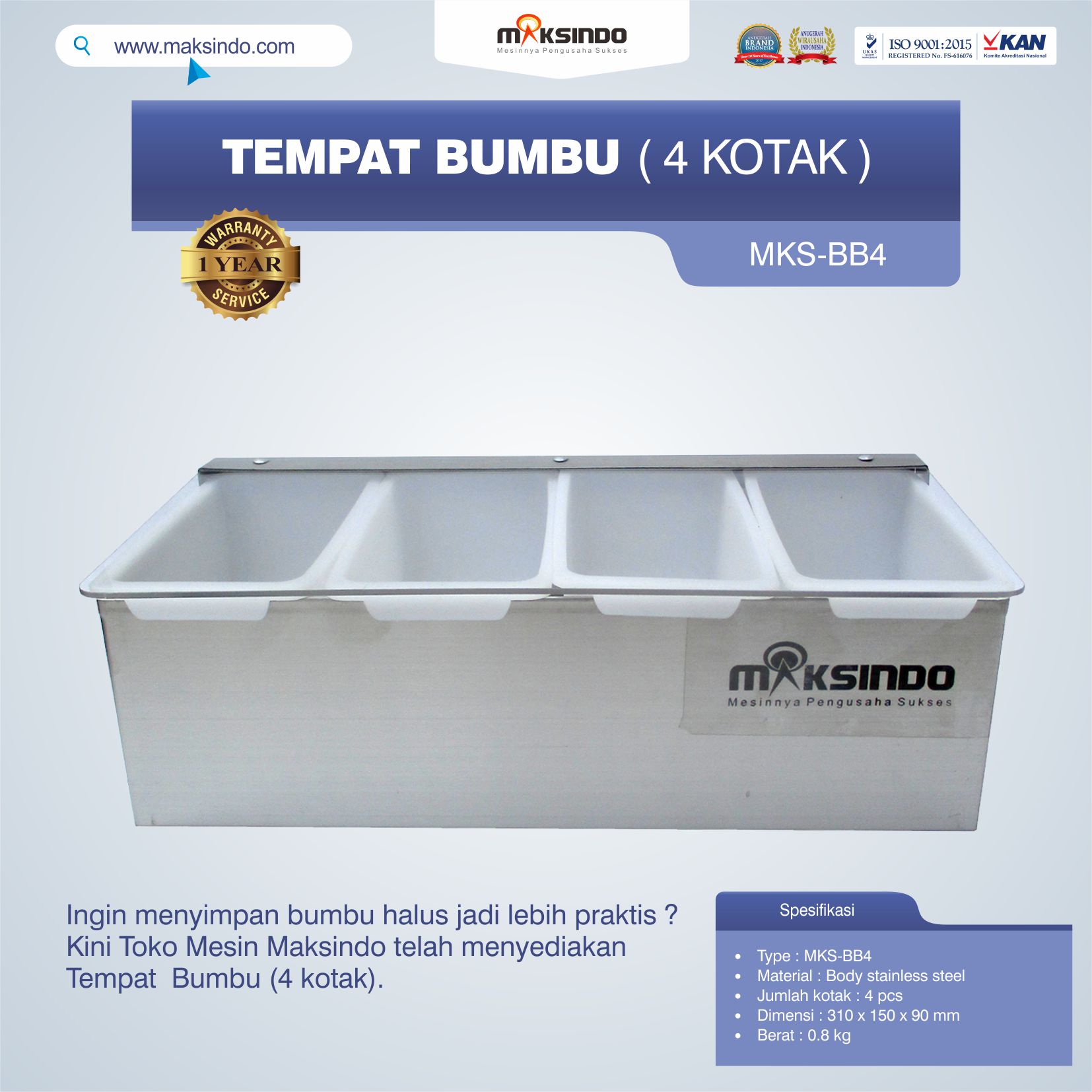 Jual Tempat Bumbu (4 kotak) di Blitar