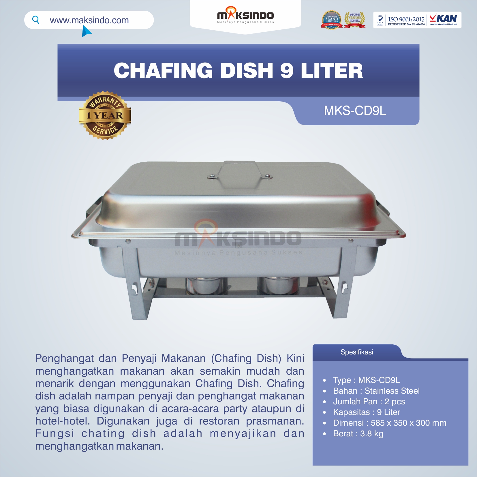 Jual Chafing Dish 9 Liter di Blitar