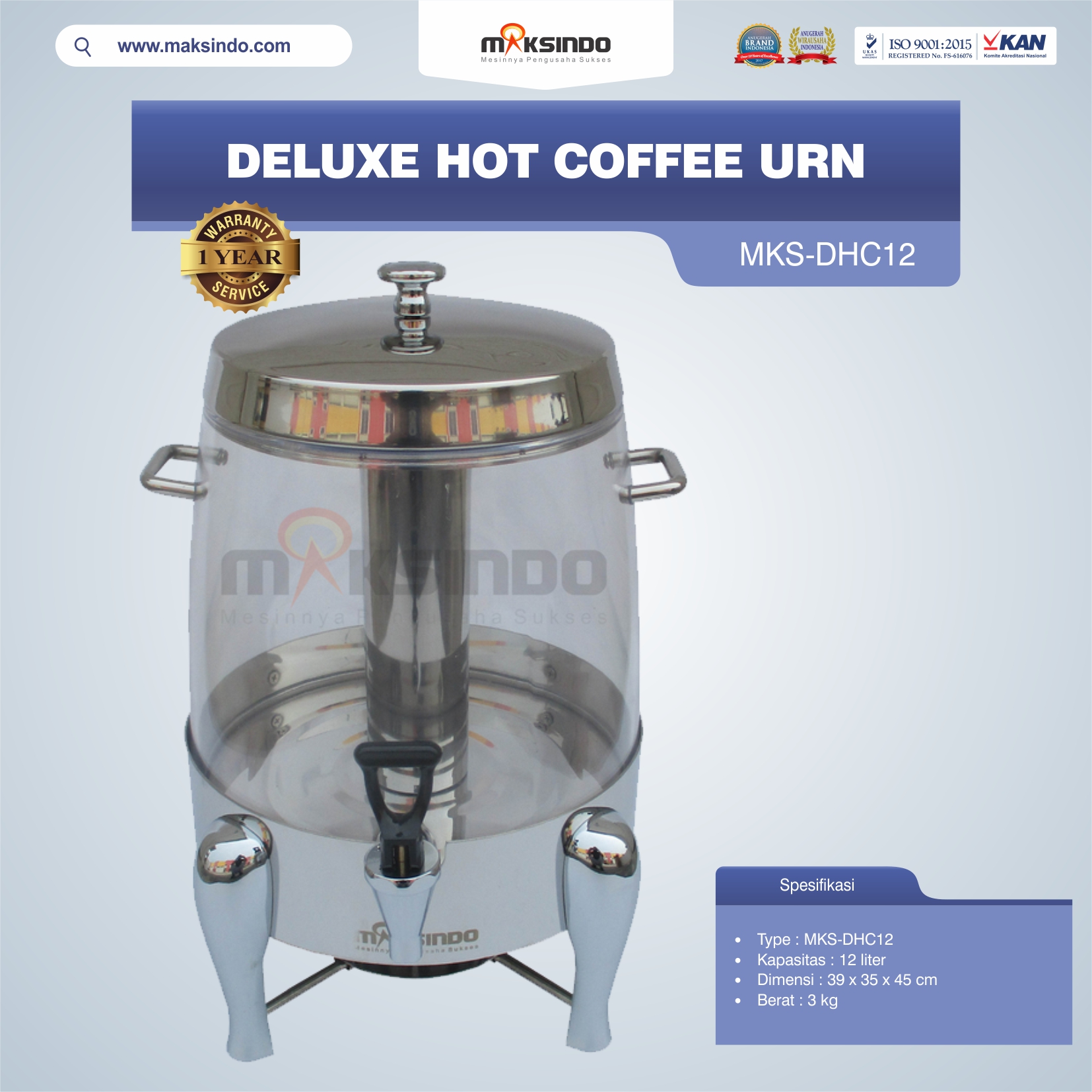 Jual Deluxe Hot Coffee Urn MKS-DHC12 di Blitar