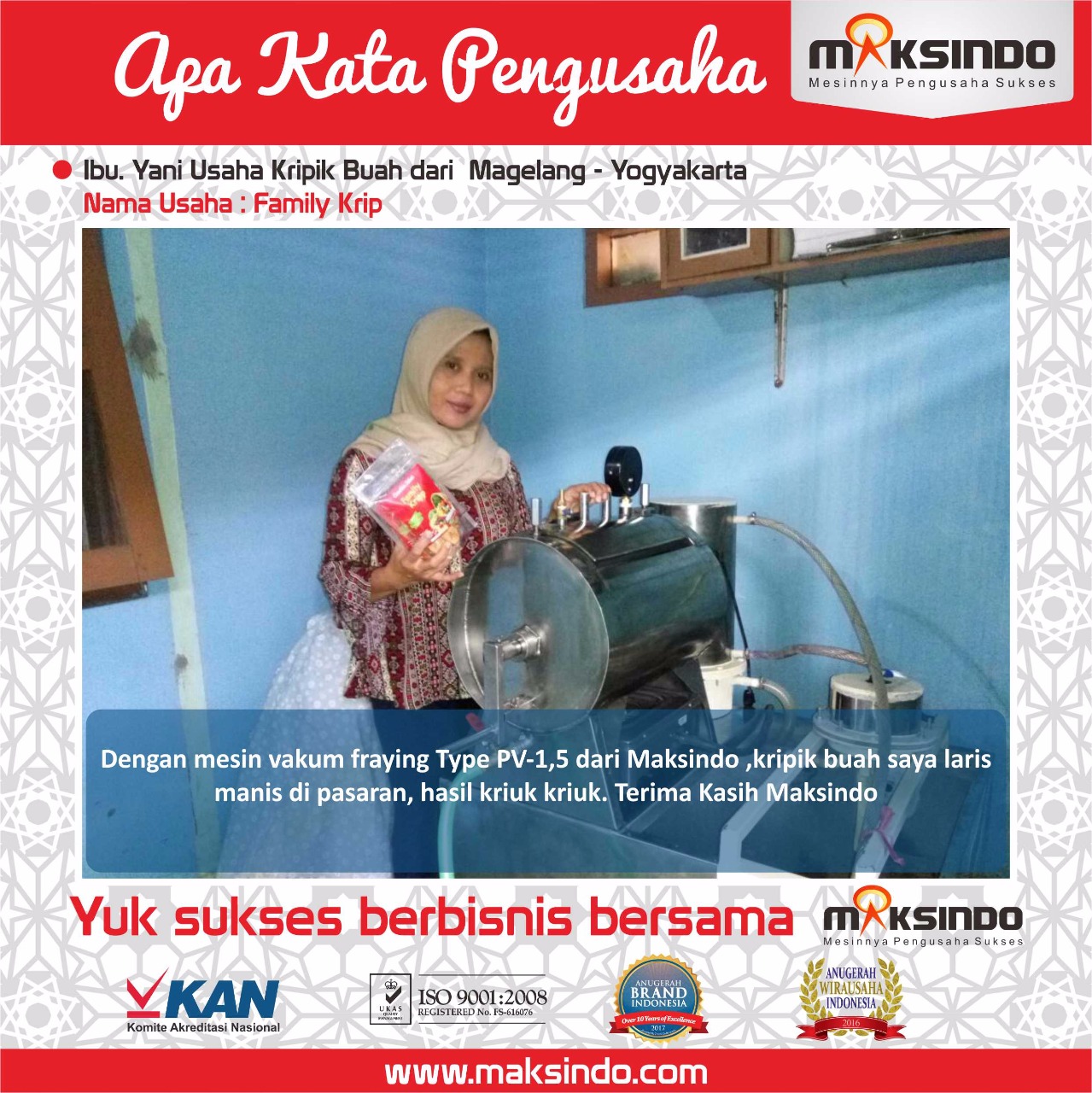 Family Krip : Usaha Saya Laris Manis dengan Mesin Pembuat Keripik Buah Maksindo