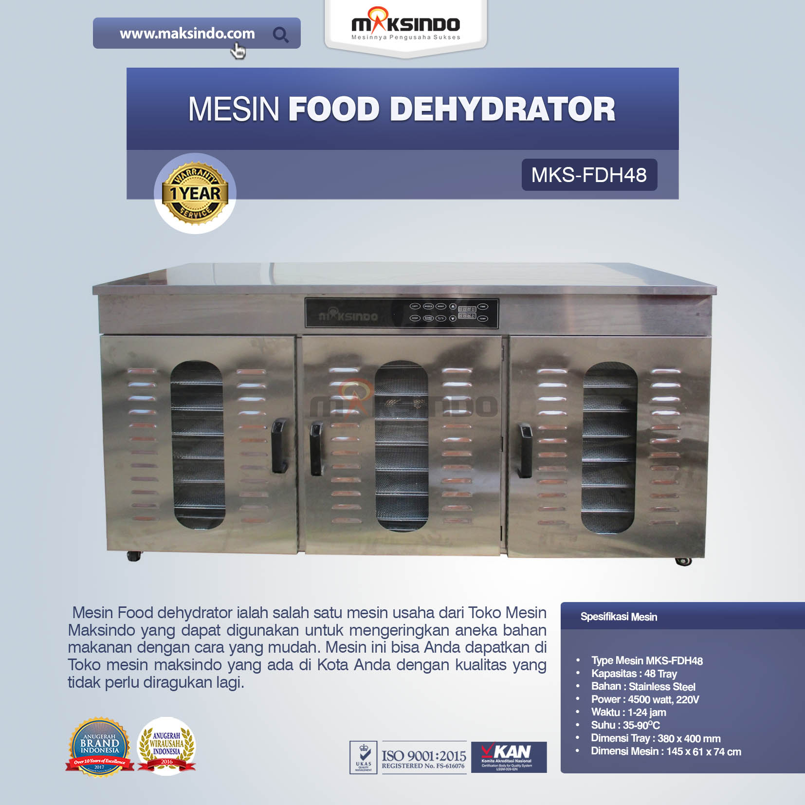 Jual Food Dehydrator MKS-FDH48 di Blitar