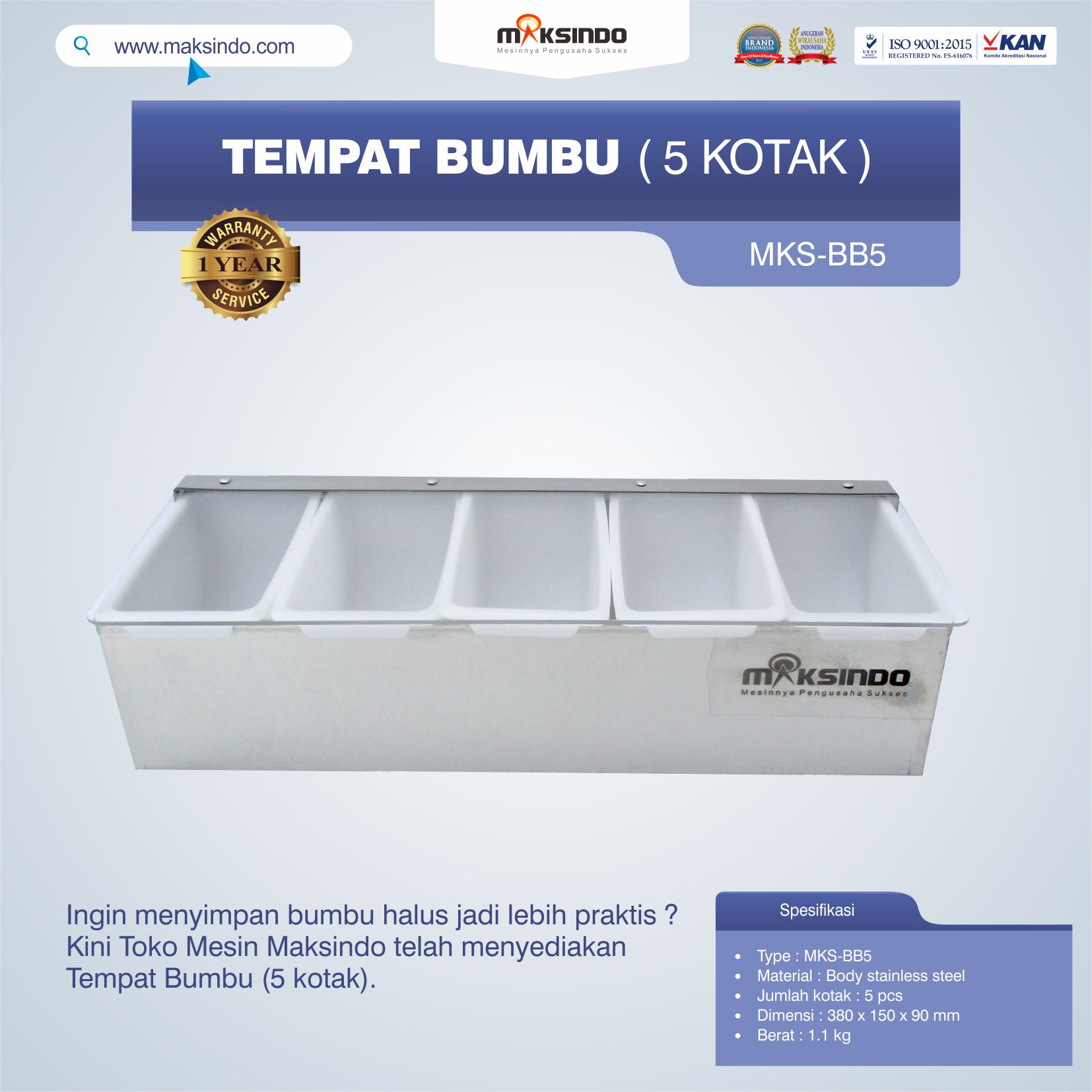 Jual Tempat Bumbu (5 kotak) di Blitar