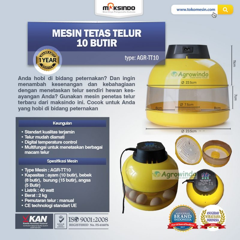Jual Mesin Tetas Telur 10 Butir (AGR-TT10) di Blitar